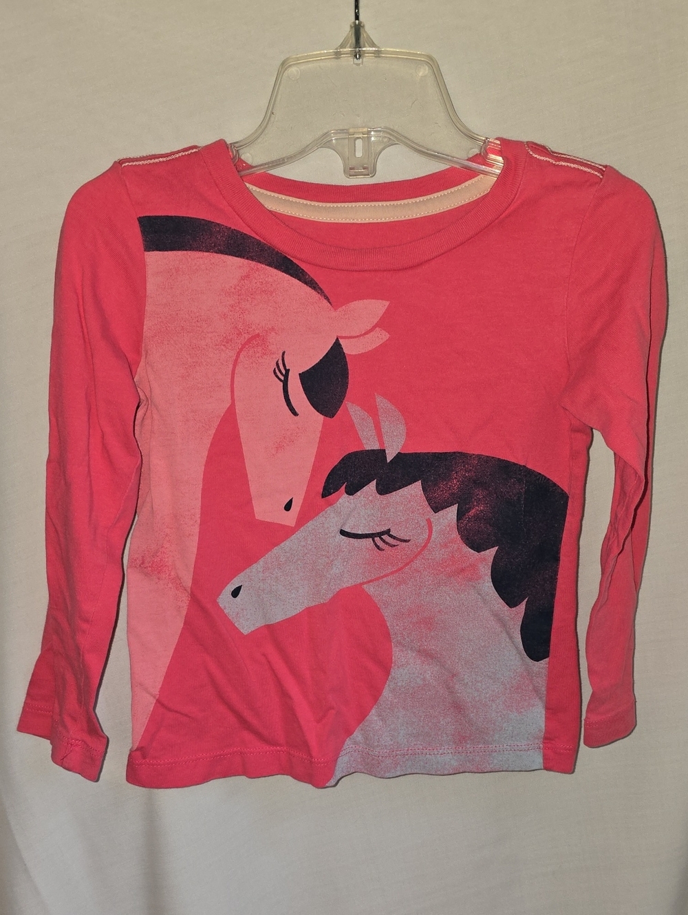 Tea Collection Pink Long-Sleeve Tee with Horse Graphic